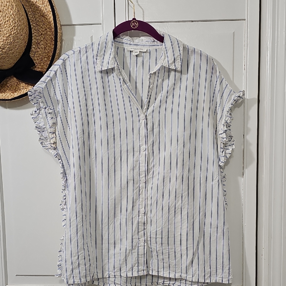 Beachlunchlounge Striped Button-Down Shirt for Women 100% Cotton